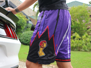 Purple Dino Championship Embroidered Shorts